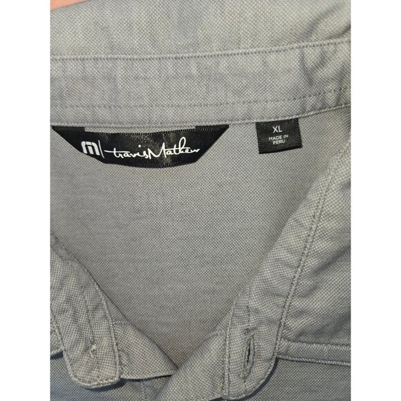Travis Mathew Mens Polo XL Gray & Blue Pima Cotton Blend - Picture 5 of 9